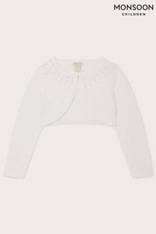Monsoon White Scatter Pearl Communion Cardigan (606284) | €32 - €36