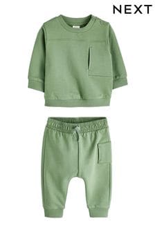 Verde - Set Bebeluși asortat cu bluză și Pantaloni de sport de molton Pantaloni de sport (606497) | 116 LEI - 132 LEI
