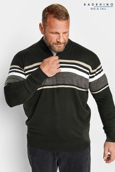 BadRhino Big & Tall Black Fine Gauge 1/4 Zip Stripe Jumper (606668) | €20