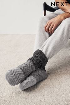 Black/Grey Colour Block Slippers Socks Boots (606727) | €10