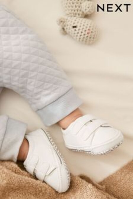 White Baby Two Strap Pram Shoes (0-24mths) (606967) | $15