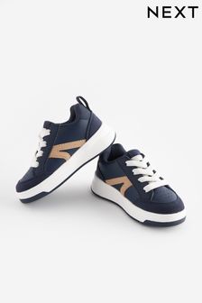 Navy Blue Standard Fit (F) Elastic Lace Trainers (607004) | $30 - $34