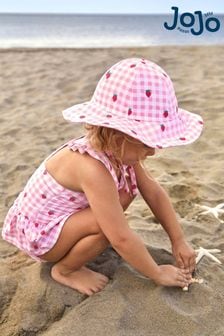 Розовые с клубникой - Шляпа в стиле бебе с солнцезащитным фактором UPF 50 Jojo Maman (607071) | €23