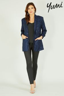 Yumi Blue Sequin Blazer With Pockets (607111) | AED377