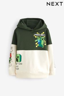 Verde caqui/crema - Sudadera con capucha con licencia Minecraft y diseño colour block (3-16 años) (607411) | 35 € - 45 €