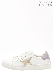 Oliver Bonas Purple Gold Star And Lilac Leather Trainers