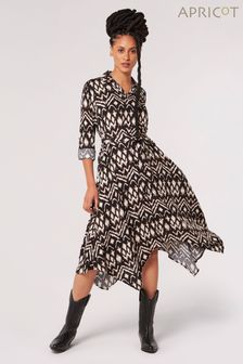 Apricot Black Ikat Hankyhem Midi Shirt Dress (607916) | MYR 234