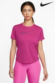 Цвет фуксии - Nike топ для бега с короткими рукавами и логотипом Dri-fit (608216) | €19
