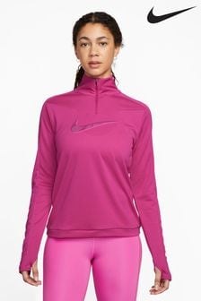 Цвет фуксии - Nike топ для бега с короткой молнией и логотипом Dri-fit (608611) | €20