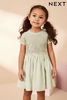 Mint Green Flower Knit 2fer Dress (3mths-7yrs) (609315) | €34 - €40