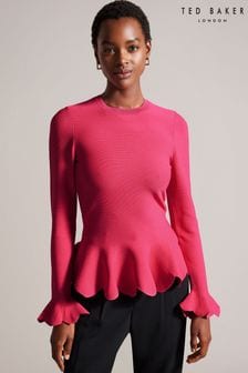 Розовый - приталенная блузка с баской Ted Baker Lillyyy (610187) | €69
