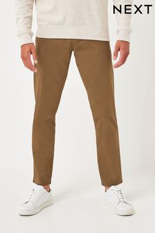 Tan Brown Straight Fit Stretch Chino Trousers (610310) | CA$50