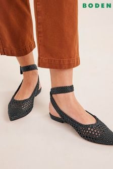 Boden Black Ankle Strap Pointed Flats (610702) | €75