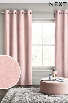 Blush Pink Heavyweight Chenille Eyelet Lined Curtains (610728) | CA$142 - CA$413