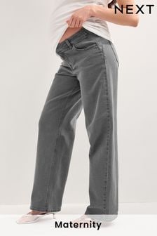 Grey Maternity Wide Leg 100% Cotton Jeans (610808) | $64