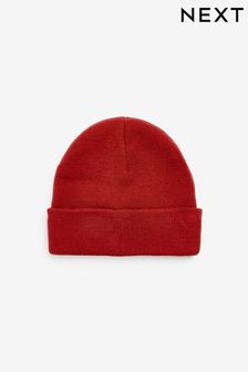 Brick Red Flat Knit Beanie Hat (3mths-16yrs) (611699) | kr61 - kr122