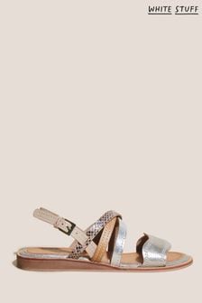 Usnjeni sandali naravne barve z mini polno peto White Stuff (611721) | €37