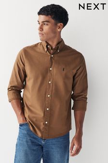 Tan Regular Fit Long Sleeve Oxford Shirt (611865) | LEI 166