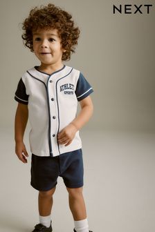 ネイビーブルー / ホワイト ベースボール - Tシャツ & ショートパンツセット (3 ヶ月～7 歳) (612134) | ￥2,260 - ￥2,950