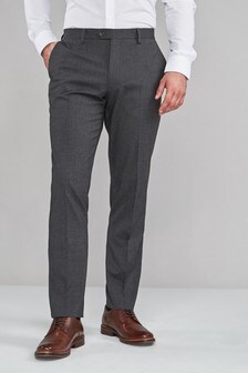 Charcoal Grey Regular Fit Textured Trousers (612184) | ₪ 71