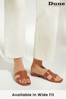 Dune London Tan Brown Loupe Leather Smart Slider Sandals (612957) | $157