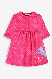 Rosa frambuesa con unicornio - Jojo Maman Bébé Appliqué Button Front Dress (613366) | 35 €