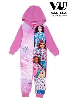 Różowy kolor z motywem Barbie - Dziecięcy komplet jednoczęściowy Vanilla Underground unisex z polaru (613455) | 150 zł