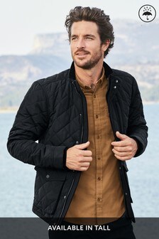 Shower Resistant Diamond Quilted Funnel Neck Jacket