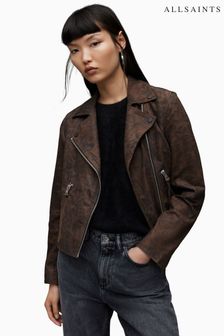 AllSaints Dalby Bikerjacke mit Leopardenmuster (613717) | 529 €