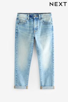Blue Bleach Tapered Fit Cotton Rich Stretch Jeans (3-17yrs) (613720) | $20 - $29