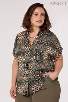 Apricot Green & Brown Retro Patchwork Button Down Shirts (613761) | SGD 68