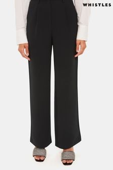Whistles Black Satin Side Stripe Tux Trousers (613920) | $283