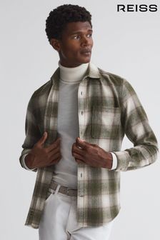 Reiss Green Multi Novelli Wool Checked Long Sleeve Shirt (614404) | SGD 380