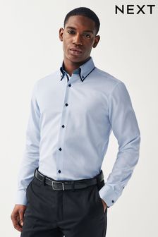 Blue Single Cuff Trimmed Formal Shirt (614719) | 148 QAR