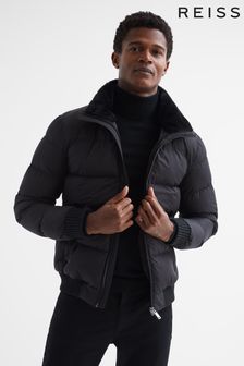 Reiss Black Frost Faux Fur Trim Puffer Jacket (6150L7) | SGD 821