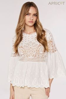 Apricot White Crochet Lace & Broderie Folk Top (615135) | NT$1,630