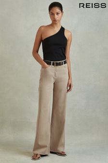 Reiss Light Camel Colorado Petite Garment Dyed Wide Leg Trousers (615744) | €200