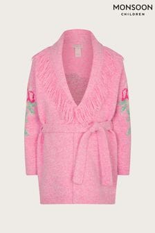 Różowy sweter Monsoon Boutique o fasonie płaszcza z motywem róż (615832) | 142 zł - 172 zł