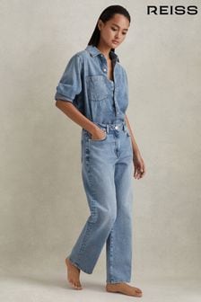 Hellblau - Reiss Selin Jeans in Straight Fit mit mittelhohem Bund (615940) | 172 €
