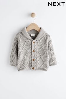Grey Baby Cable Knitted Cardigan (0mths-2yrs) (616158) | €23 - €26