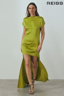 Reiss Green Eloise Atelier Italian Satin High-Low Mini Dress (616372) | 3,710 SAR