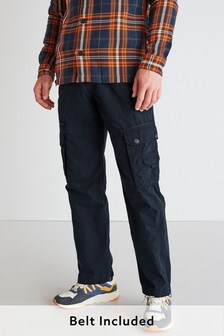 Bleu marine - Pantalon cargo à ceinture en tissu technique (616384) | €35