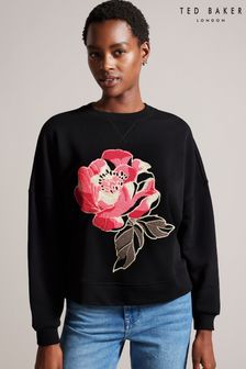 Ted Baker Adilinn Sweatshirt With Boucle Flower Black Jumper (616887) | €54