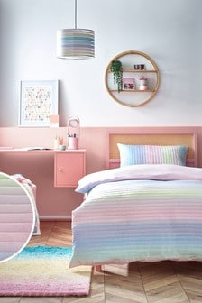 Multi Rainbow Ombre Quilted Duvet Cover and Pillowcase Set (617004) | SGD 46 - SGD 61