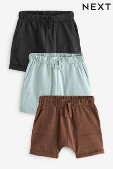 Mineral Blue/Tan Brown/Charcoal Grey Lightweight Jersey Shorts 3 Pack (3mths-7yrs) (617057) | €14 - €22