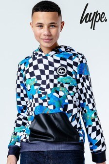 Hype. Glitched Kids Kapuzensweatshirt mit Karomuster, Blau (617136) | 47 €