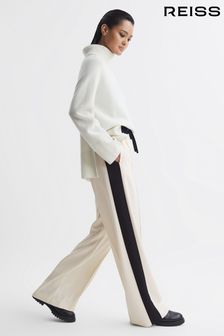 Cream - Reiss May Wide Wide Leg Contrast Stripe Drawstring Trousers (617139) | kr2 530