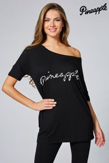 Pineapple Black Viscose T-Shirt (617209) | $30 - $36