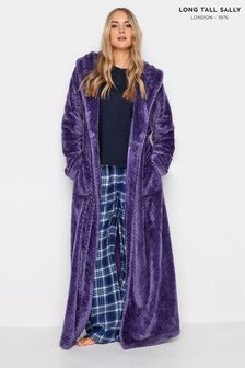 Пурпурный - Long Tall Sally Халат макси с капюшоном и отделкой медовых сот (617364) | €24