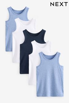 Blue - Organic Cotton Vests 5 Pack (1.5-16yrs) (617370) | kr210 - kr290
